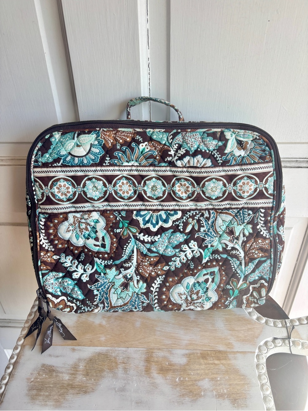 Vera Bradley Retired Java Blue Toiletry Organizer Travel Case